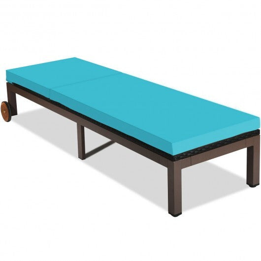 Patio Chaise Lounge Chair Outdoor Rattan Lounger Recliner Chair-Turquoise LuxuryLifeWay Online Store