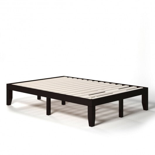 14 Inch Full Size Wood Platform Bed Frame with Wood Slat Support-Brown LuxuryLifeWay Online Store