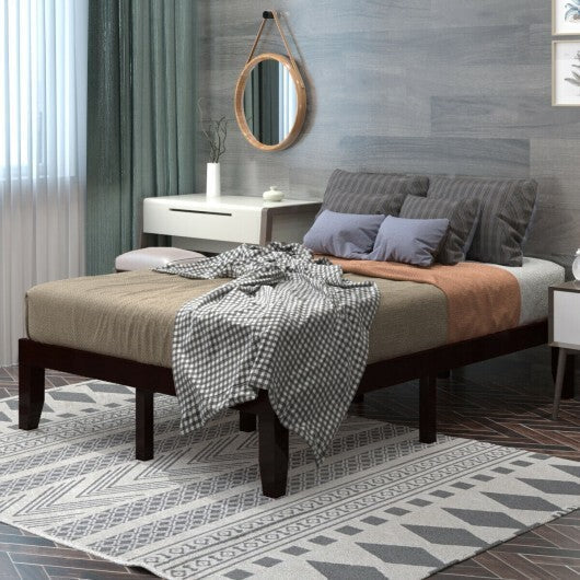 14 Inch Full Size Wood Platform Bed Frame with Wood Slat Support-Brown LuxuryLifeWay Online Store