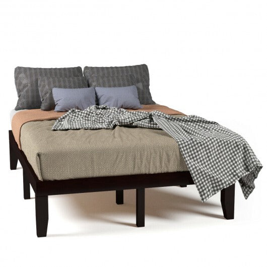 14 Inch Full Size Wood Platform Bed Frame with Wood Slat Support-Brown LuxuryLifeWay Online Store