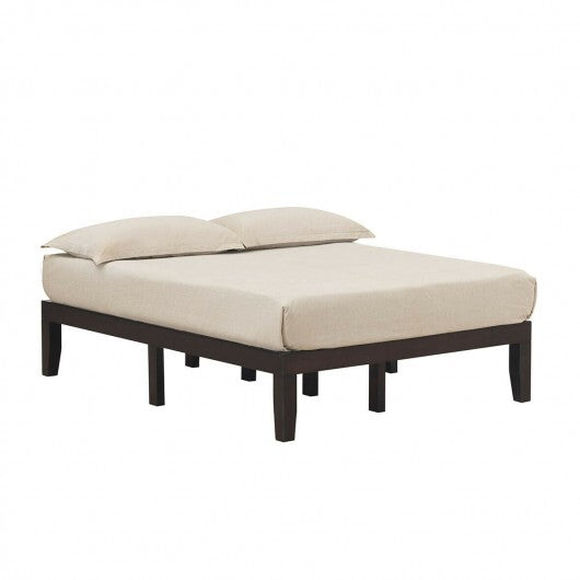 14 Inch Full Size Wood Platform Bed Frame with Wood Slat Support-Brown LuxuryLifeWay Online Store