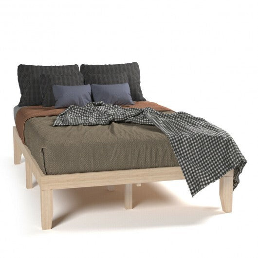 14 Inch Full Size Wood Platform Bed Frame with Wood Slat Support-Brown LuxuryLifeWay Online Store