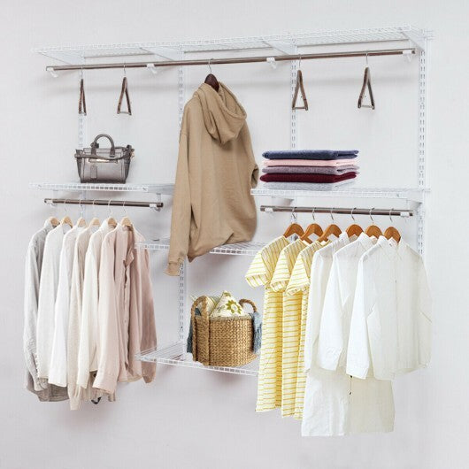 Adjustable Wall Mounted Closet Rack System with Shelf - Color: White LuxuryLifeWay Online Store