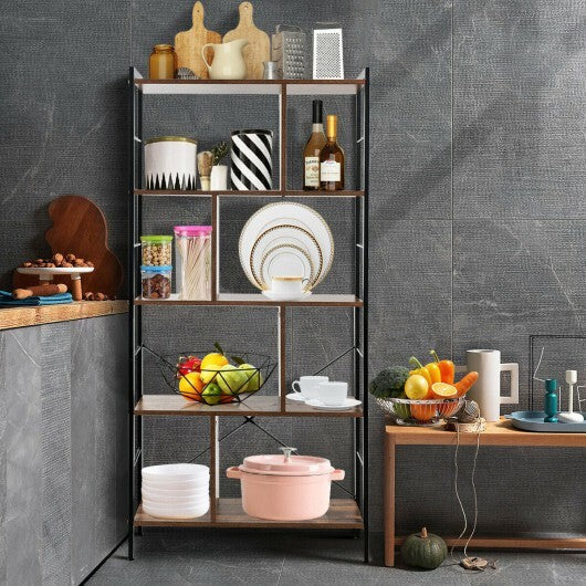 4-Tier Industrial Freestanding Bookshelf with Metal Frame