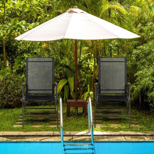 Set of 2 Adjustable Portable Patio Folding Dining Chair Recliners-Black LuxuryLifeWay Online Store