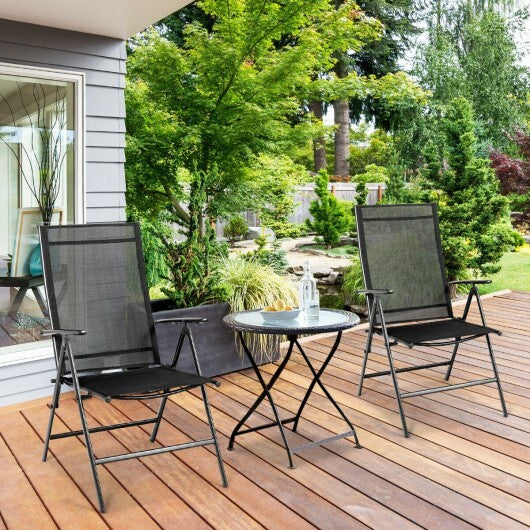 Set of 2 Adjustable Portable Patio Folding Dining Chair Recliners-Black LuxuryLifeWay Online Store
