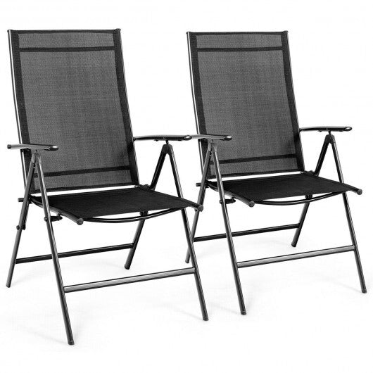 Set of 2 Adjustable Portable Patio Folding Dining Chair Recliners-Black LuxuryLifeWay Online Store