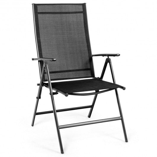 Set of 2 Adjustable Portable Patio Folding Dining Chair Recliners-Black LuxuryLifeWay Online Store