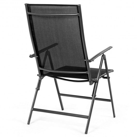 Set of 2 Adjustable Portable Patio Folding Dining Chair Recliners-Black LuxuryLifeWay Online Store