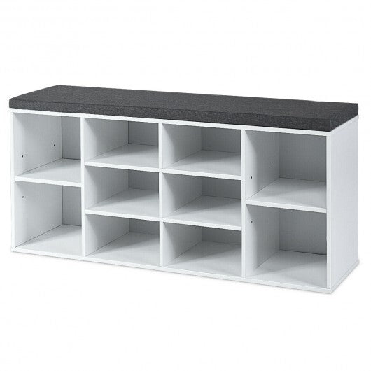 10-Cube Organizer Shoe Storage Bench with Cushion for Entryway-White - Color: White LuxuryLifeWay Online Store
