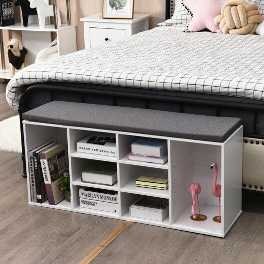 10-Cube Organizer Shoe Storage Bench with Cushion for Entryway-White - Color: White LuxuryLifeWay Online Store