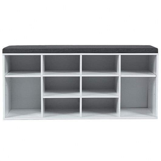 10-Cube Organizer Shoe Storage Bench with Cushion for Entryway-White - Color: White LuxuryLifeWay Online Store