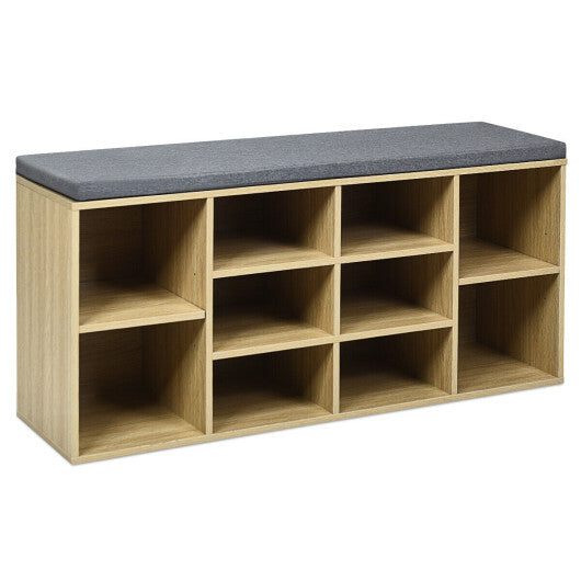 10-Cube Organizer Shoe Storage Bench with Cushion for Entryway-White LuxuryLifeWay Online Store