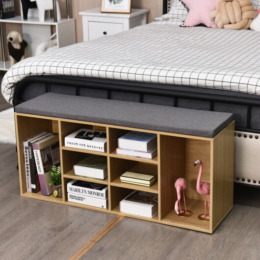 10-Cube Organizer Shoe Storage Bench with Cushion for Entryway-White LuxuryLifeWay Online Store