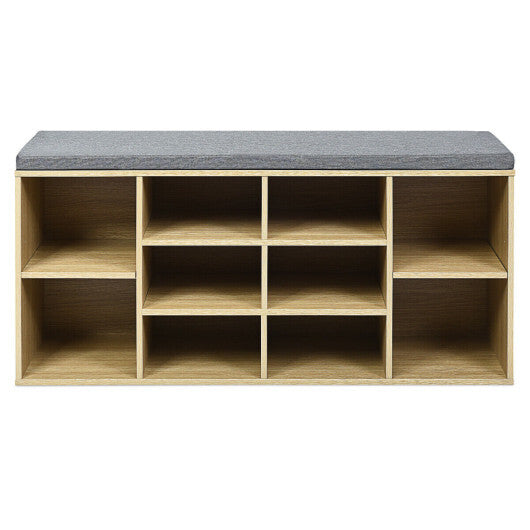 10-Cube Organizer Shoe Storage Bench with Cushion for Entryway-White LuxuryLifeWay Online Store
