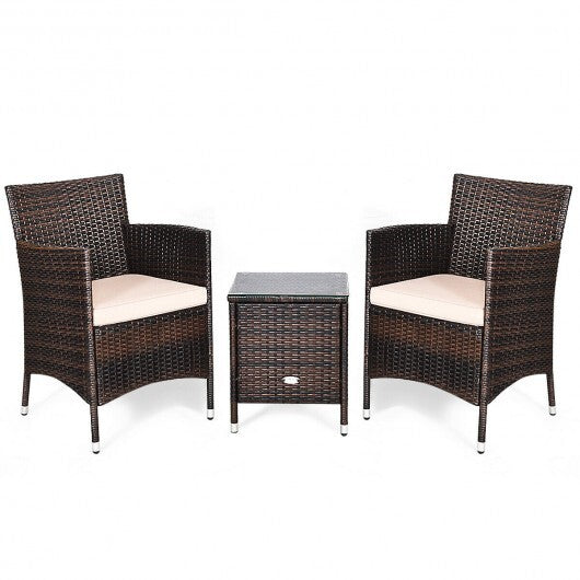 3 Pcs Outdoor Rattan Wicker Furniture Set-Blue LuxuryLifeWay Online Store