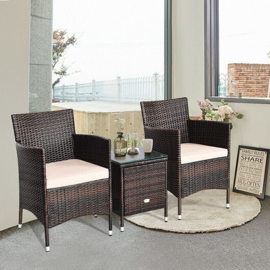 3 Pcs Outdoor Rattan Wicker Furniture Set-Blue LuxuryLifeWay Online Store