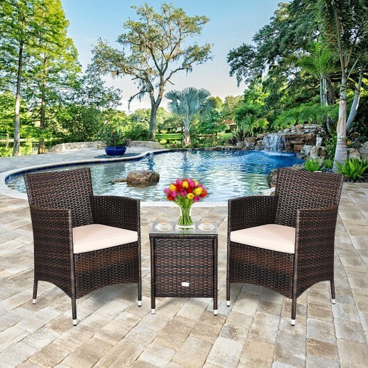 3 Pcs Outdoor Rattan Wicker Furniture Set-Blue LuxuryLifeWay Online Store