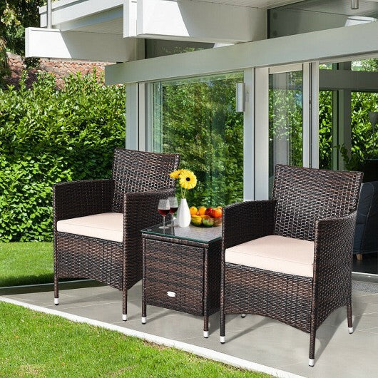 3 Pcs Outdoor Rattan Wicker Furniture Set-Blue LuxuryLifeWay Online Store