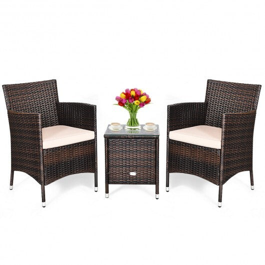 3 Pcs Outdoor Rattan Wicker Furniture Set-Blue LuxuryLifeWay Online Store