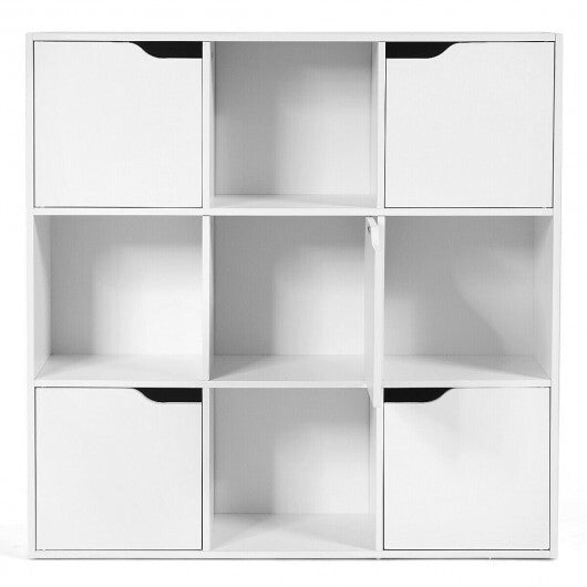Free Standing 9 Cube Storage Wood Divider Bookcase for Home and Office-White LuxuryLifeWay Online Store