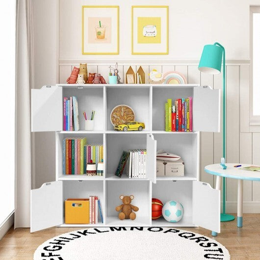 Free Standing 9 Cube Storage Wood Divider Bookcase for Home and Office-White LuxuryLifeWay Online Store