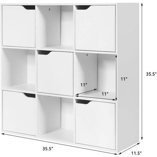 Free Standing 9 Cube Storage Wood Divider Bookcase for Home and Office-White LuxuryLifeWay Online Store