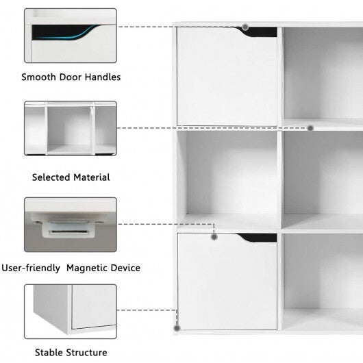 Free Standing 9 Cube Storage Wood Divider Bookcase for Home and Office-White LuxuryLifeWay Online Store