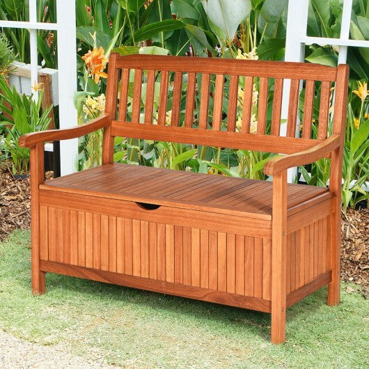 33 Gallon Wooden Storage Bench with Liner for Patio Garden Porch LuxuryLifeWay Online Store