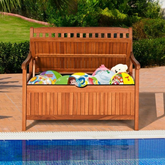 33 Gallon Wooden Storage Bench with Liner for Patio Garden Porch LuxuryLifeWay Online Store