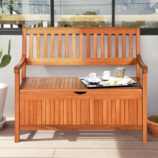 33 Gallon Wooden Storage Bench with Liner for Patio Garden Porch LuxuryLifeWay Online Store
