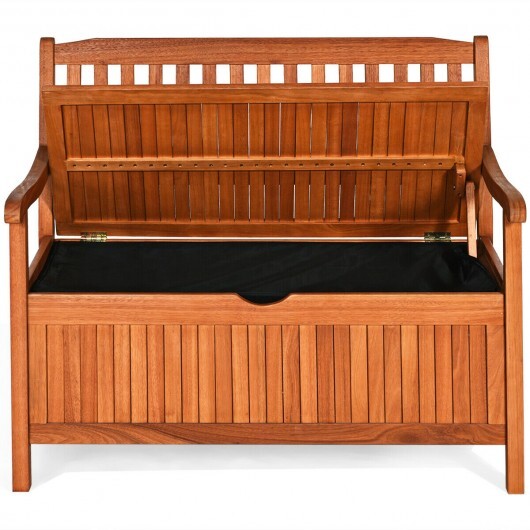33 Gallon Wooden Storage Bench with Liner for Patio Garden Porch LuxuryLifeWay Online Store