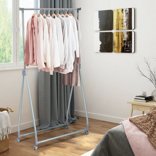 Extendable Foldable Heavy Duty Clothing Coat Rack Stand with Hanging Rod - Color: Silver LuxuryLifeWay Online Store
