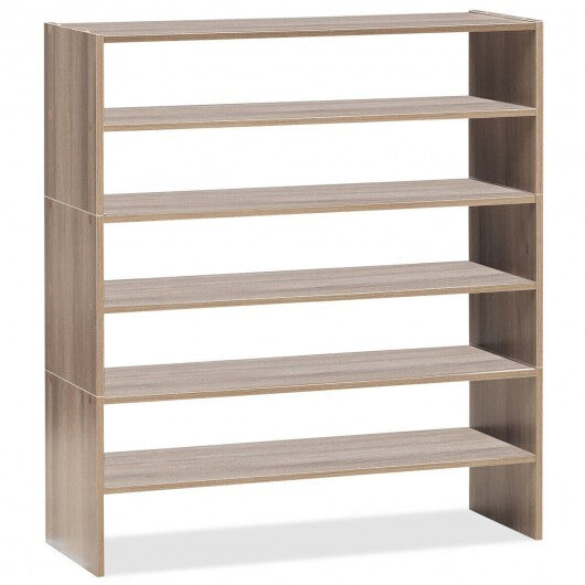 3 Pieces 31-Inch Stackable Multi-Shape Shoe Rack-Brown