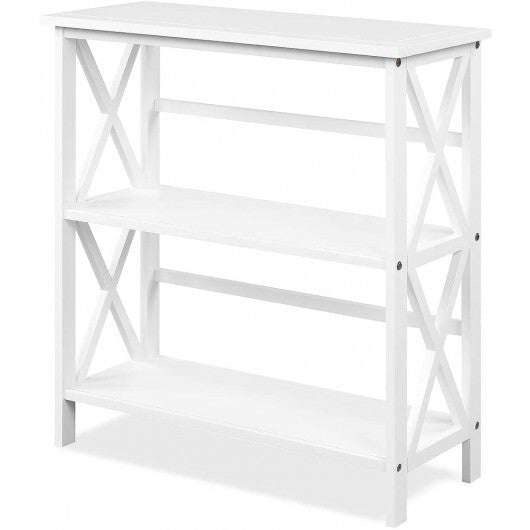 3-Tier Wooden Multi-Functional X-Design Etagere Storage Bookshelf-Black LuxuryLifeWay Online Store