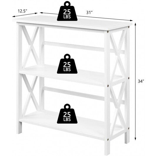 3-Tier Wooden Multi-Functional X-Design Etagere Storage Bookshelf-Black LuxuryLifeWay Online Store