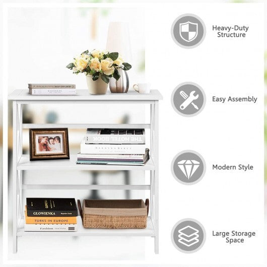 3-Tier Wooden Multi-Functional X-Design Etagere Storage Bookshelf-Black LuxuryLifeWay Online Store