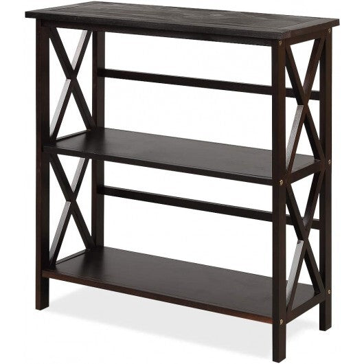 3-Tier Wooden Multi-Functional X-Design Etagere Storage Bookshelf-Black LuxuryLifeWay Online Store