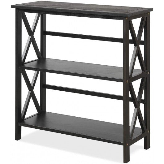 3-Tier Wooden Multi-Functional X-Design Etagere Storage Bookshelf-Black LuxuryLifeWay Online Store