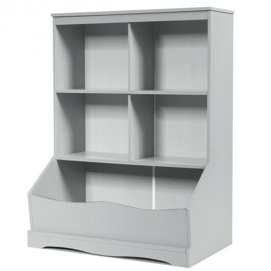 3-Tier Children's Multi-Functional Bookcase Toy Storage Bin Floor Cabinet-Gray LuxuryLifeWay Online Store