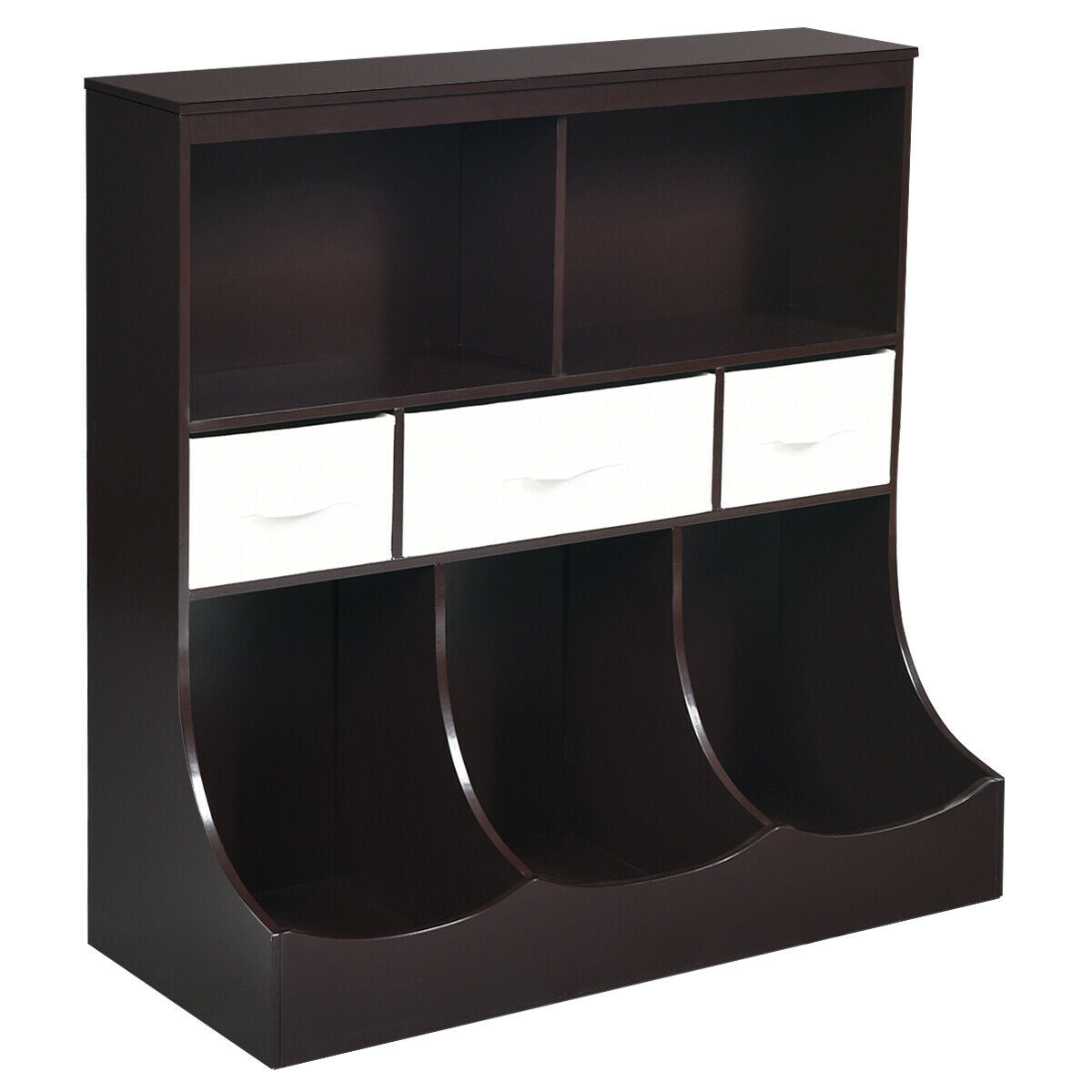 Freestanding Combo Cubby Bin Storage Organizer Unit W/3 Baskets-Brown - Color: Brown LuxuryLifeWay Online Store