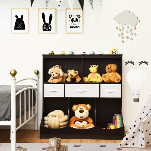Freestanding Combo Cubby Bin Storage Organizer Unit W/3 Baskets-Gray LuxuryLifeWay Online Store