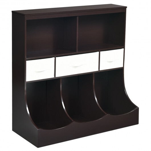 Freestanding Combo Cubby Bin Storage Organizer Unit W/3 Baskets-Gray LuxuryLifeWay Online Store