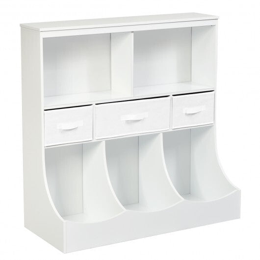 Freestanding Combo Cubby Bin Storage Organizer Unit W/3 Baskets-Gray LuxuryLifeWay Online Store
