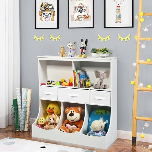 Freestanding Combo Cubby Bin Storage Organizer Unit W/3 Baskets-Gray LuxuryLifeWay Online Store