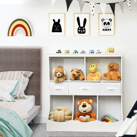 Freestanding Combo Cubby Bin Storage Organizer Unit W/3 Baskets-Gray LuxuryLifeWay Online Store