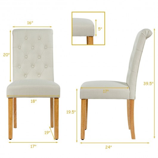 2 Pieces Tufted Dining Chair Set with Adjustable Anti-Slip Foot Pads-Blue and White LuxuryLifeWay Online Store