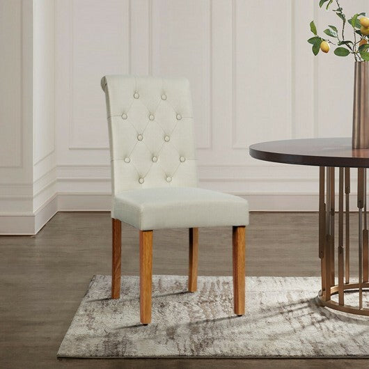 2 Pieces Tufted Dining Chair Set with Adjustable Anti-Slip Foot Pads-Blue and White LuxuryLifeWay Online Store
