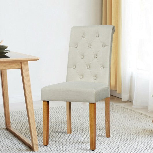 2 Pieces Tufted Dining Chair Set with Adjustable Anti-Slip Foot Pads-Blue and White LuxuryLifeWay Online Store
