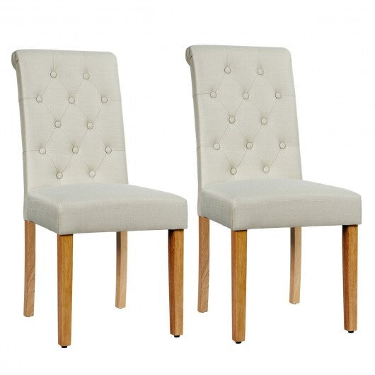 2 Pieces Tufted Dining Chair Set with Adjustable Anti-Slip Foot Pads-Blue and White LuxuryLifeWay Online Store